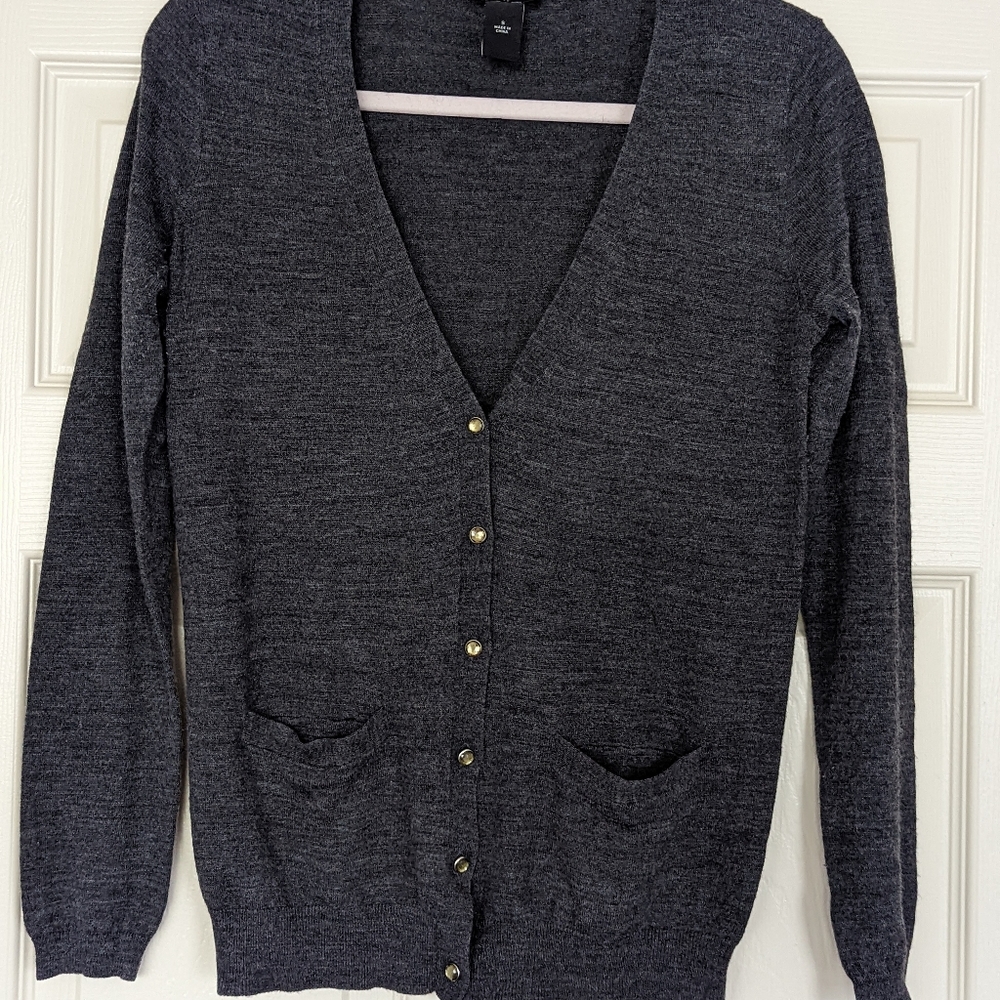 Ann Taylor Small Button-up Gray Cardigan